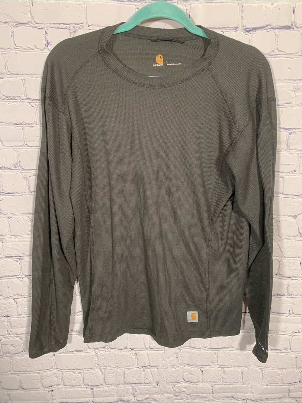 Carhartt Force Mens Thermal Waffle Knit long Sleeve Crewneck Gray Size L Layer